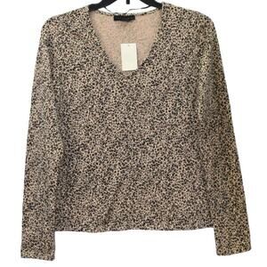 Sanctuary Soft Brushed Scoop Neck Pullover Sweater medium in Leopard NWT